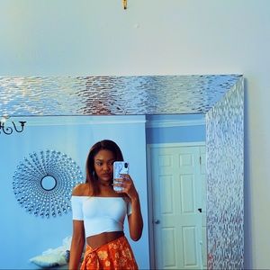 White Off the Shoulder Crop